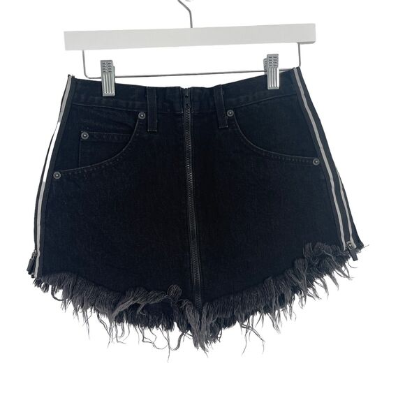 Carmar Beatrice Zip Front Black Denim Mini Skirt Y2K Festival Boho Womens 24 - Picture 1 of 7